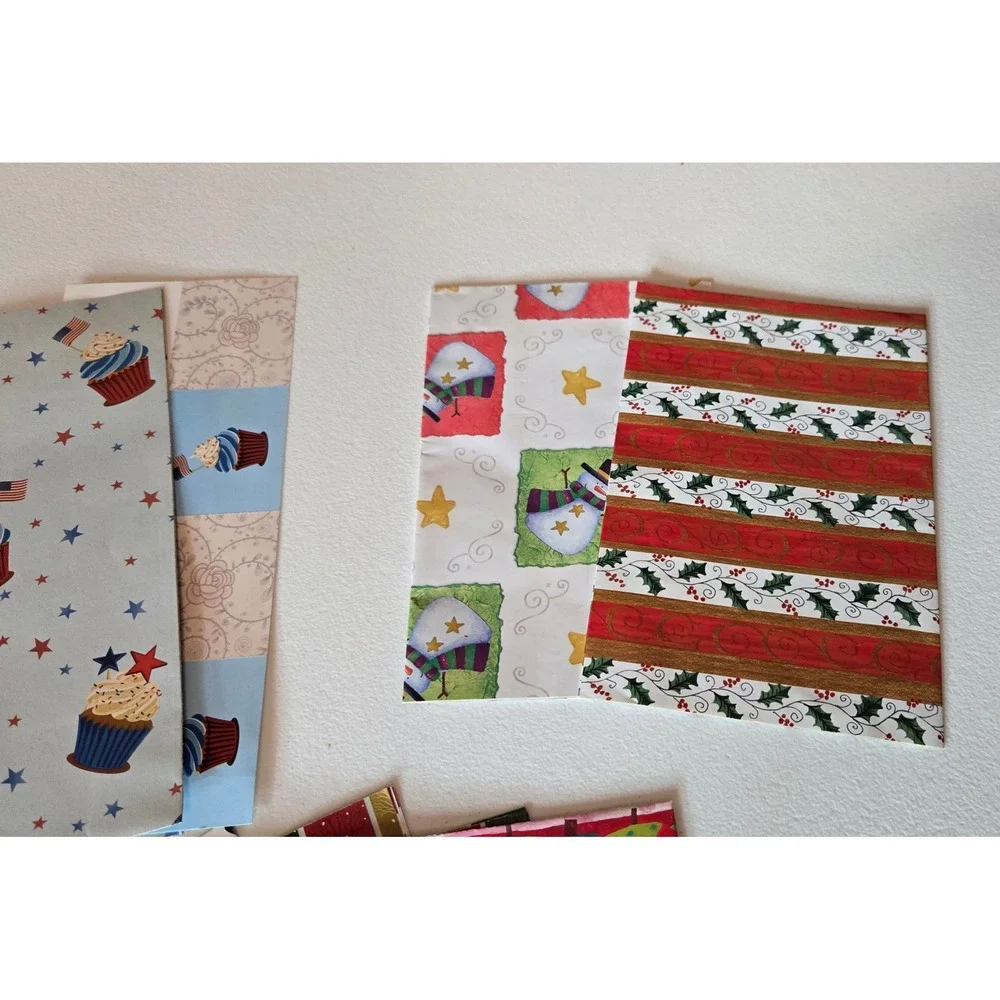 Assorted Full Sheet Gift Wrapping Paper Lot Christmas Holiday Retro Unused